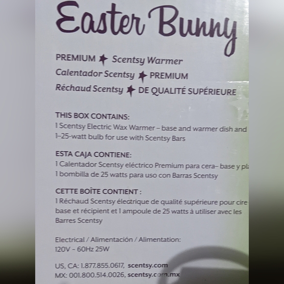 Scentsy Easter Bunny Warmer - White, Pink, and Purple, Yellow - Picture 6 of 8